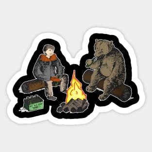 funny camping friends bear Sticker